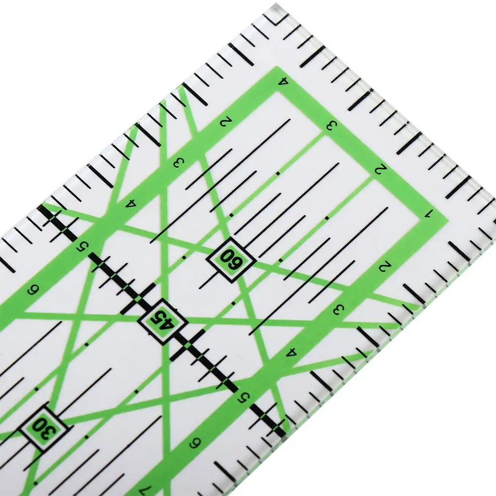 Règle de découpe de vêtements en acrylique, règle de quilting rectangulaire transparente, règle de couture verte, règle de dessin pour couturière