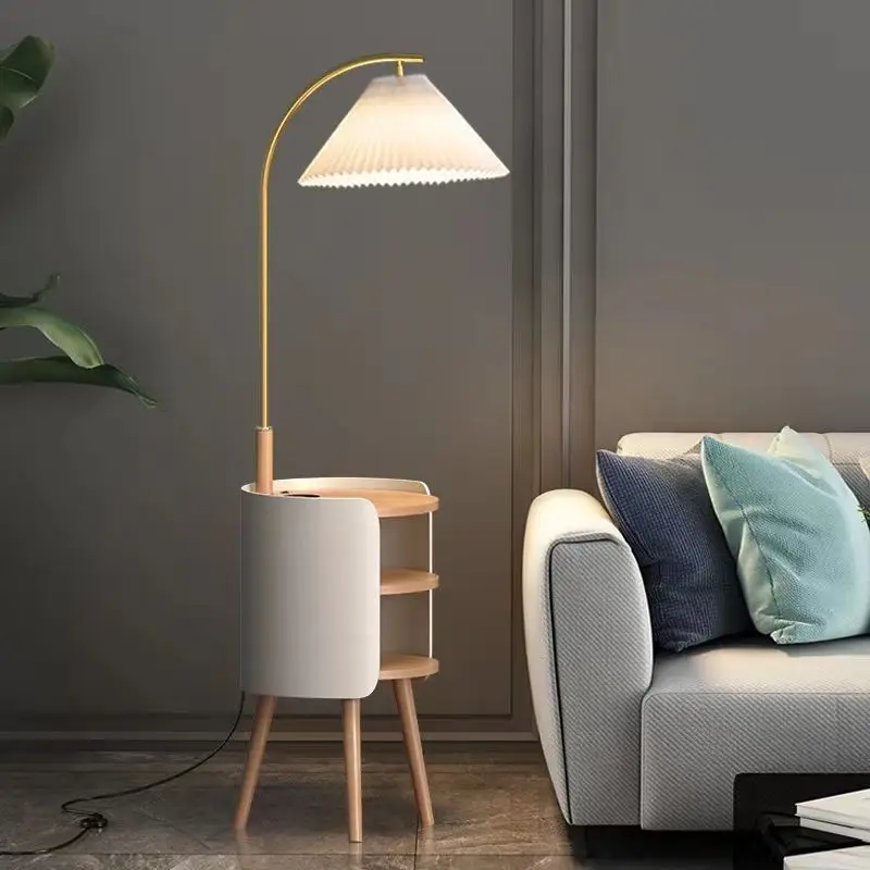 

Nordic Modern Luxury Minimalist Floor Lamp with Integrated Side Table for Living Room Sofa Bedroom Bedside Decor Room Decor LED
