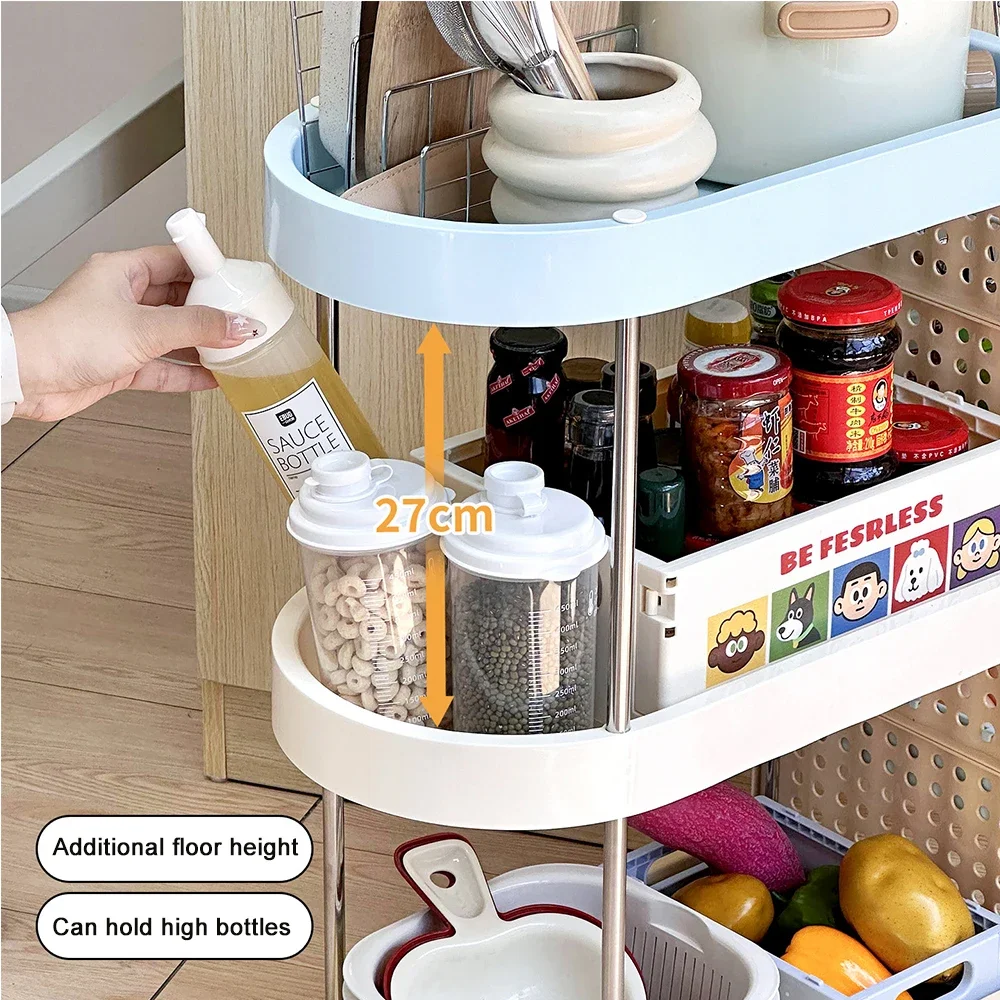 

Movable Land Stratification Perforated Board Storage Rack Snack Sundry Items Shelf Multi-functional Handcart with Wheels Shelf