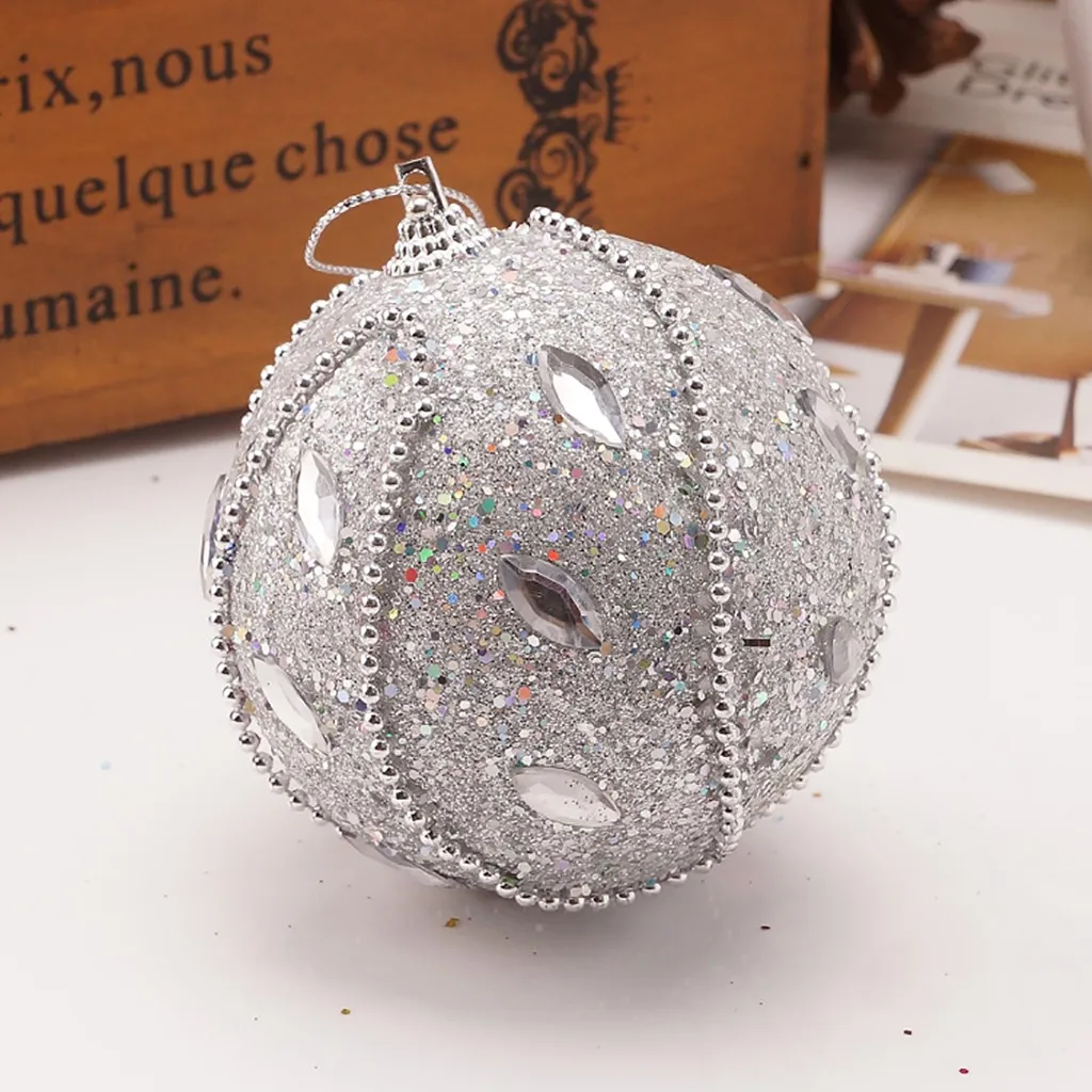 NewYear 2024 Merry Christmas Rhinestone Glitter Baubles Ball Xmas Tree Ornament Decoration Large Hanging Pvc Ball Bauble Xmas