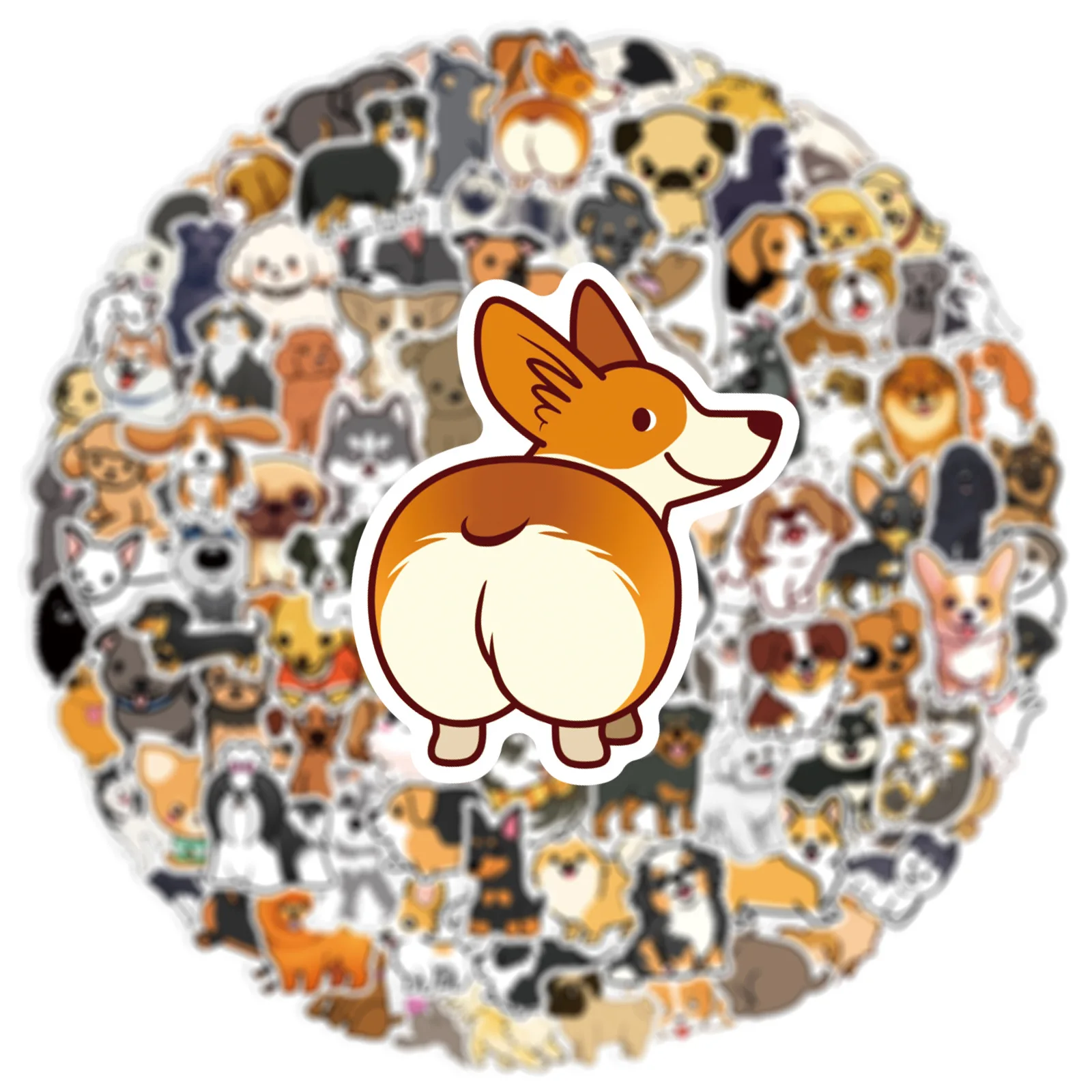 100 Pcs 작은 크기 귀여운 강아지 낙서 스티커, 물 컵 편지지 상자 DIY 장식 방수 스티커