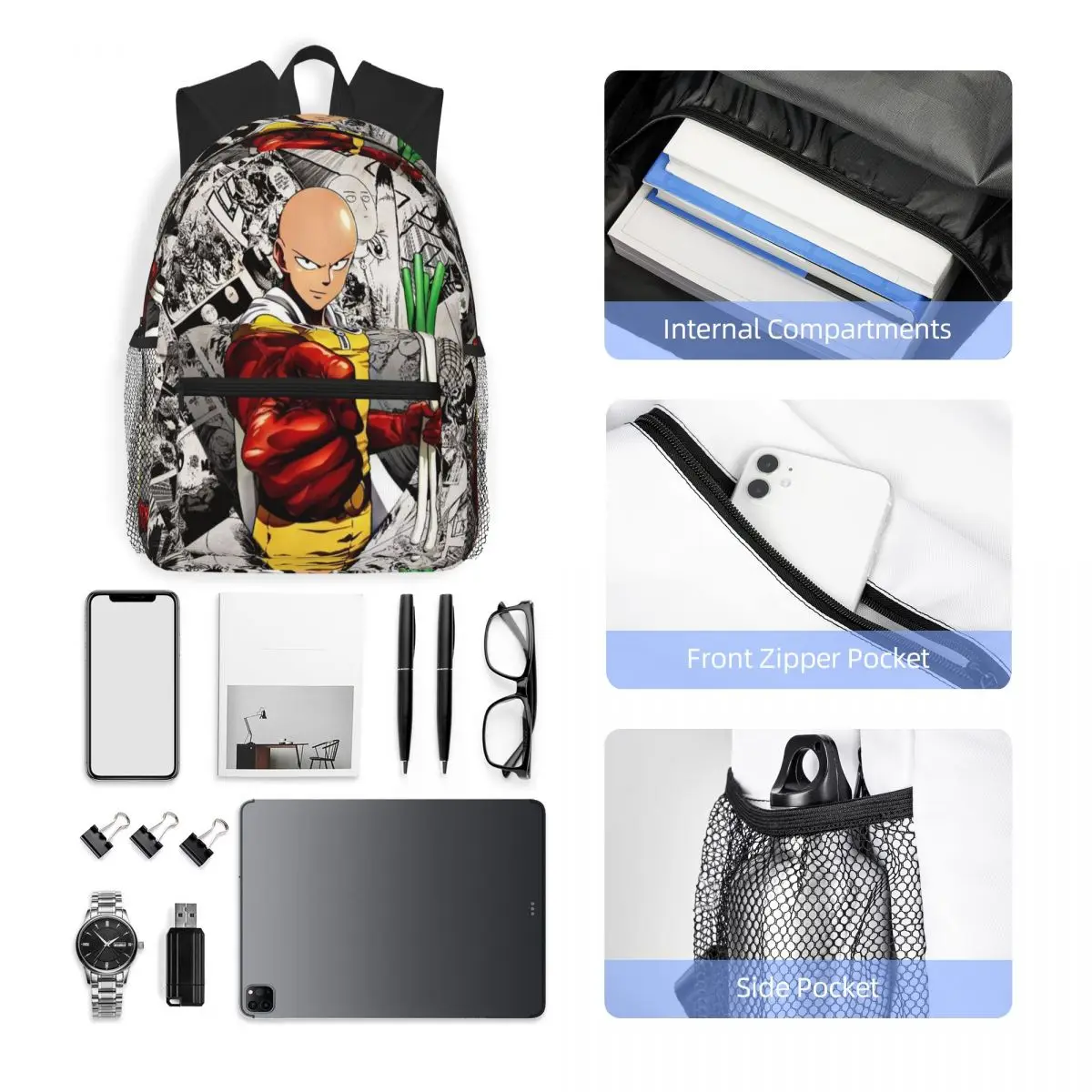أنيمي واحد لكمة رجل الطالب على ظهره حقيبة مدرسية المشي لمسافات طويلة السفر Daypack للبنين بنات موضة حقيبة الكتب حقائب الكتف