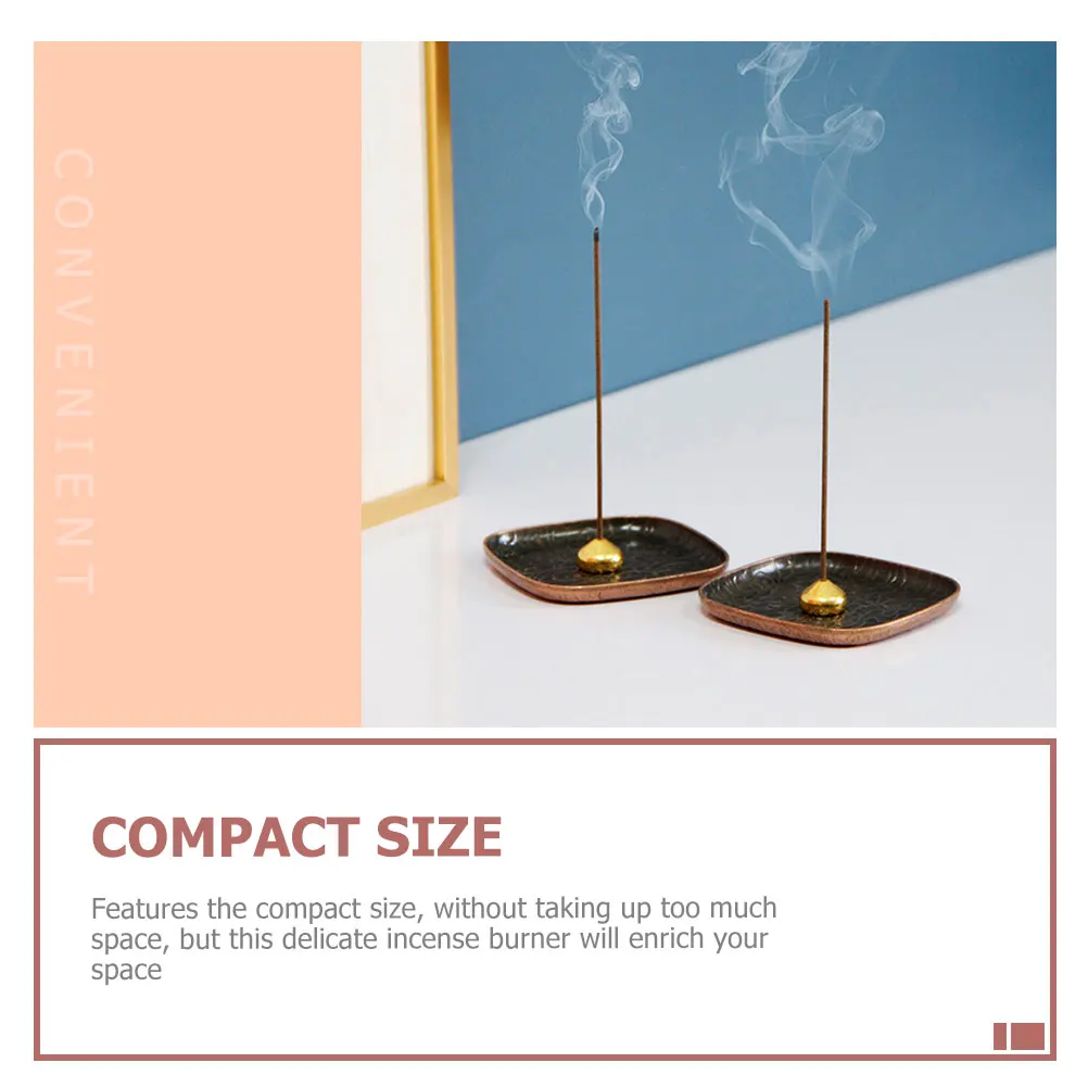 

Mini Copper Incense Stick Holder Plate Compact Size Home Decor Metal Burner Aromatherapy Relaxing Study Office Sauna Room