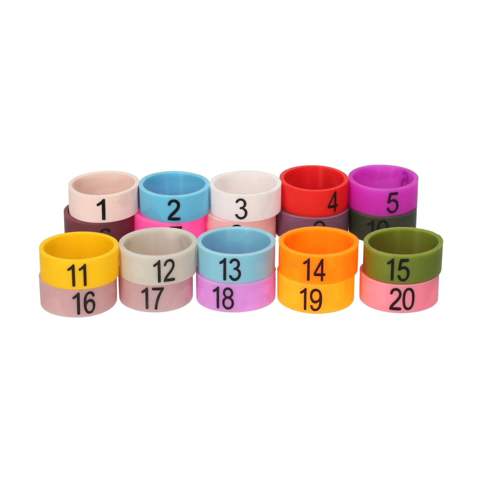 20 PCS Microphone Colored ID Rings Number 1 to 20 Multicolor Soft Silicone Ring for Distinguishing Different Microphones