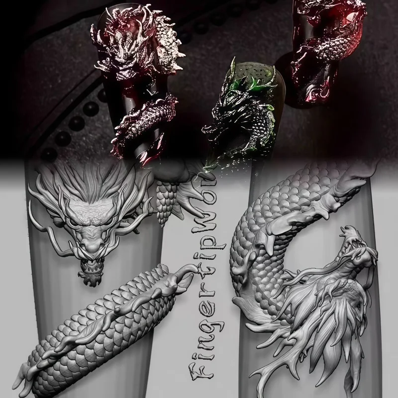 Neue Dominant Dragon King Nagelkunst-Form 3D Silikon Professionelles Nagelstudio-Dekorationswerkzeug für Nageldesign – Detail 6