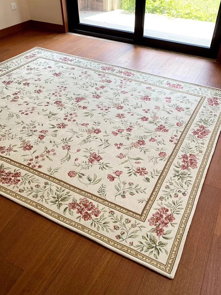 European Style Living Room Carpet Jacquard Floral Bedroom Area Rug Woven Bedside Soft Rug American Cloakroom Floor Mat