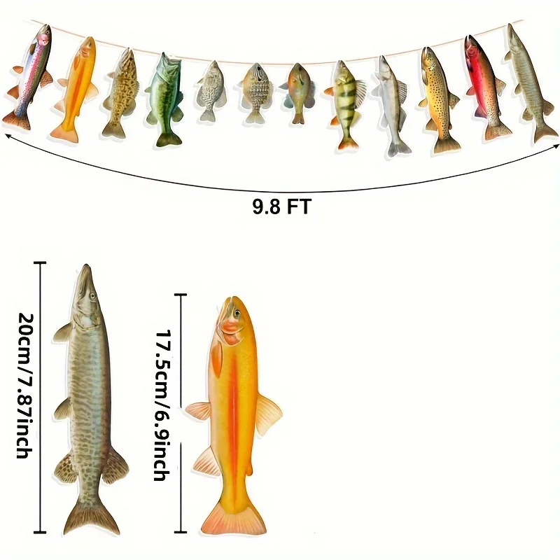 Fishing Birthday Party Decorations, Gone Fishing Party Supplies Sunfish Trout Bass Fishing Banner for Adults Retirement Deco