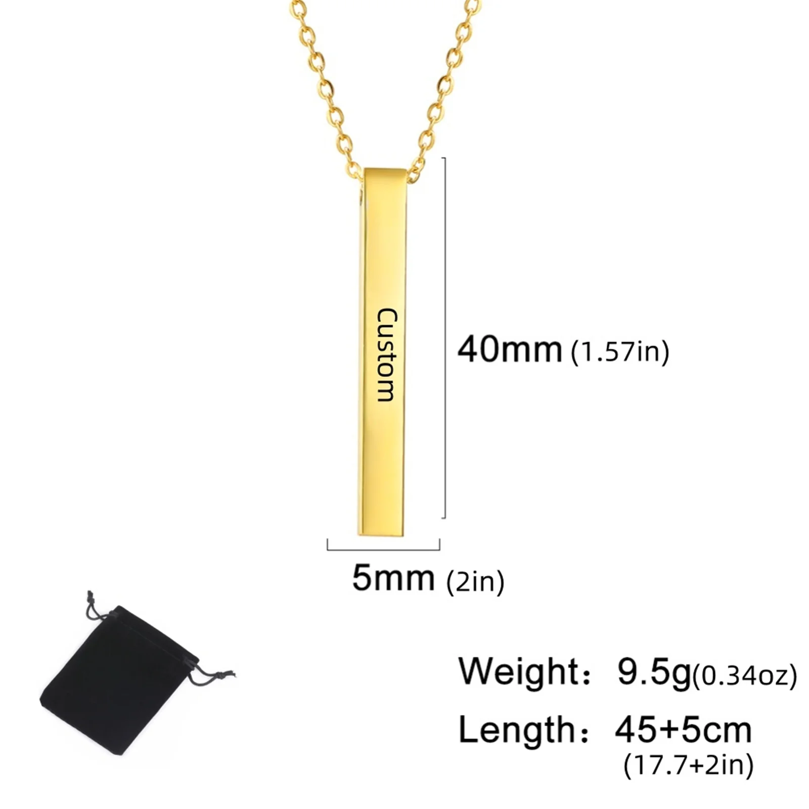Customized Multi-Sided Engraved Necklace for Couples