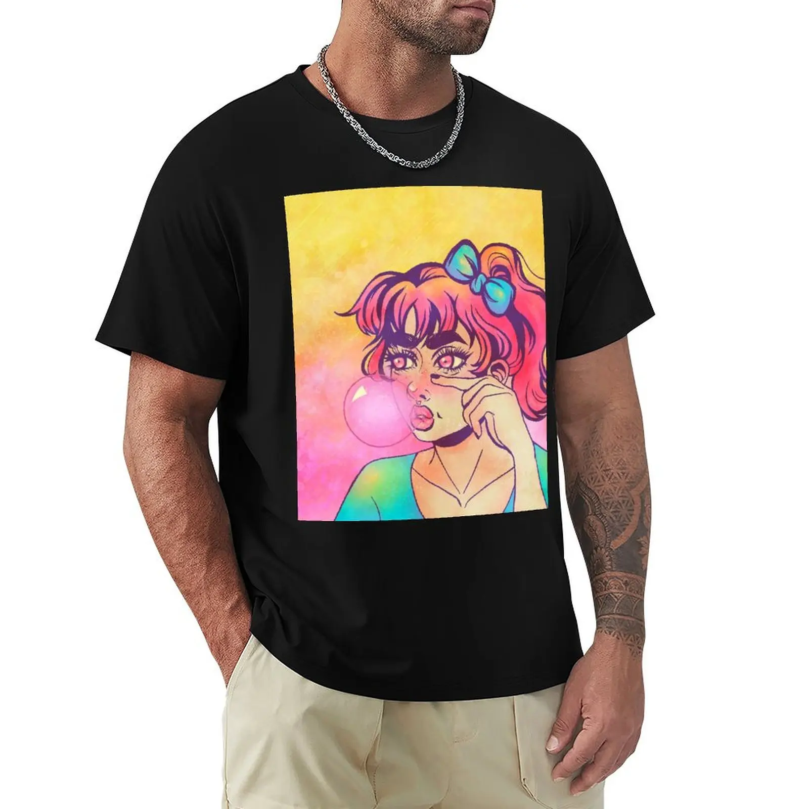 Rainbow Bubblegum Girl T-Shirt Sweat Resistant Workout Tee Shirt