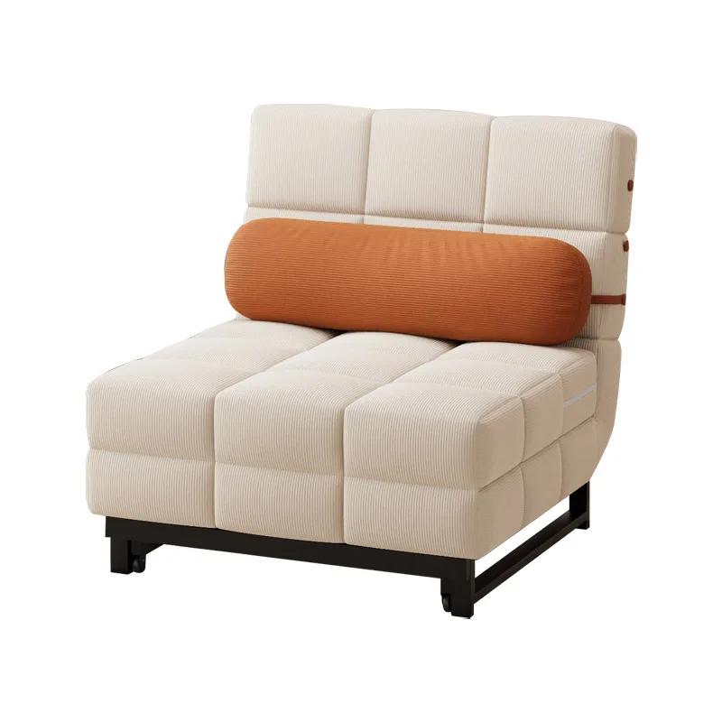 

Modern cream fabric sofa bed, foldable, suitable for small apartments, multi-functional single folding bed, suitable for rooms