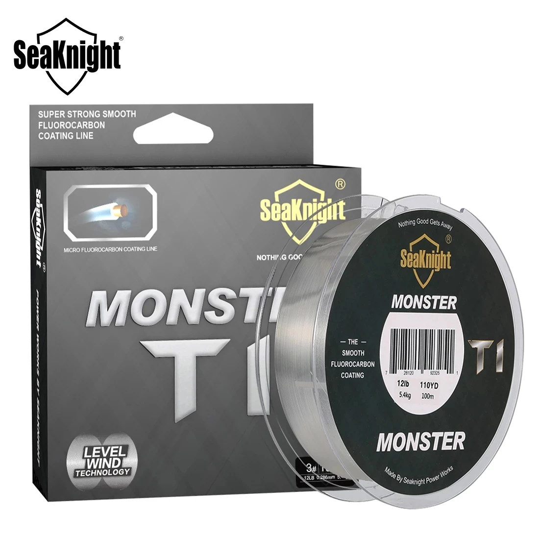 SeaKnight MANSTER T1/T2 100% خط الكربون الحقيقي طلاء الفلوروكربون خط الكربون خيط صنارة الصيد زعيم خط غرق خط الكارب #4