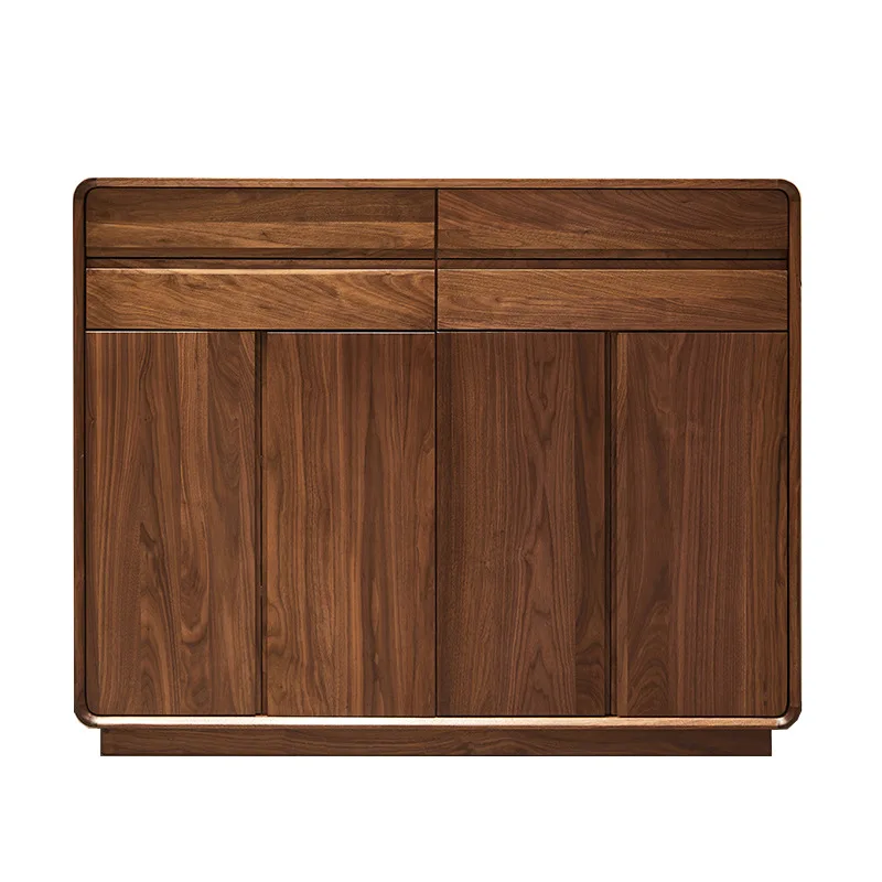 North American black walnut shoe cabinet rack Nordic multi-functional entry foyer cabinet Home door storage porch cabinet