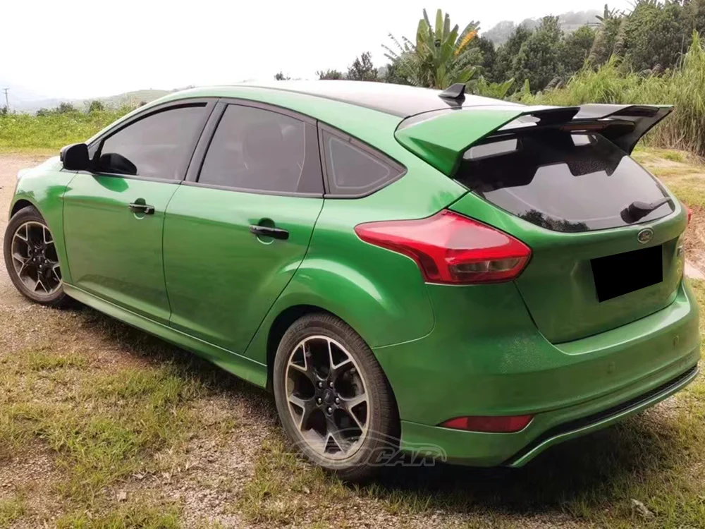 For Ford Focus 2012 - 2018 High Quality ABS Material Car Tailgate Green and Gloss Black Rear Spoiler Trunk Boot Wing Spoiler