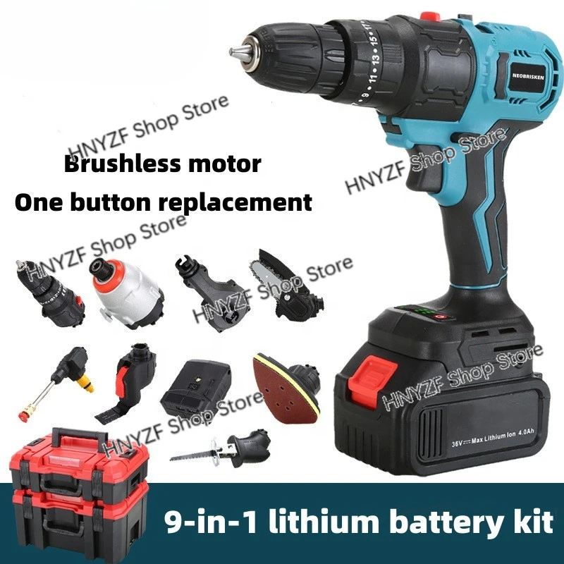 Electric tools with replaceable machine heads Quickly assembled cordless lithium battery  1+N portable power tool set