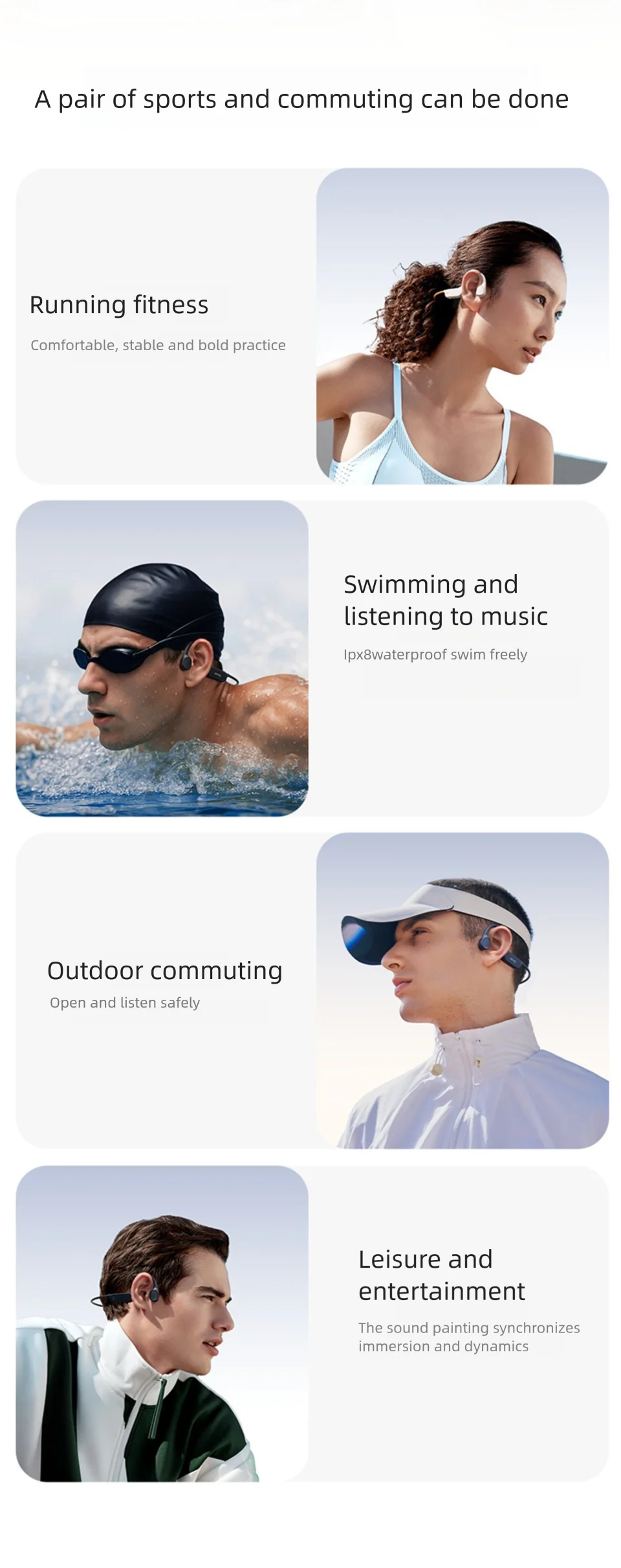 Sanag B33S Knochenleitung Bluetooth-Kopfhörer Open Ear IPX8 Schwimmkopfhörer Wahl 32 GB Speicher Wireless Headset MP3-Ohrhörer – Detail 14