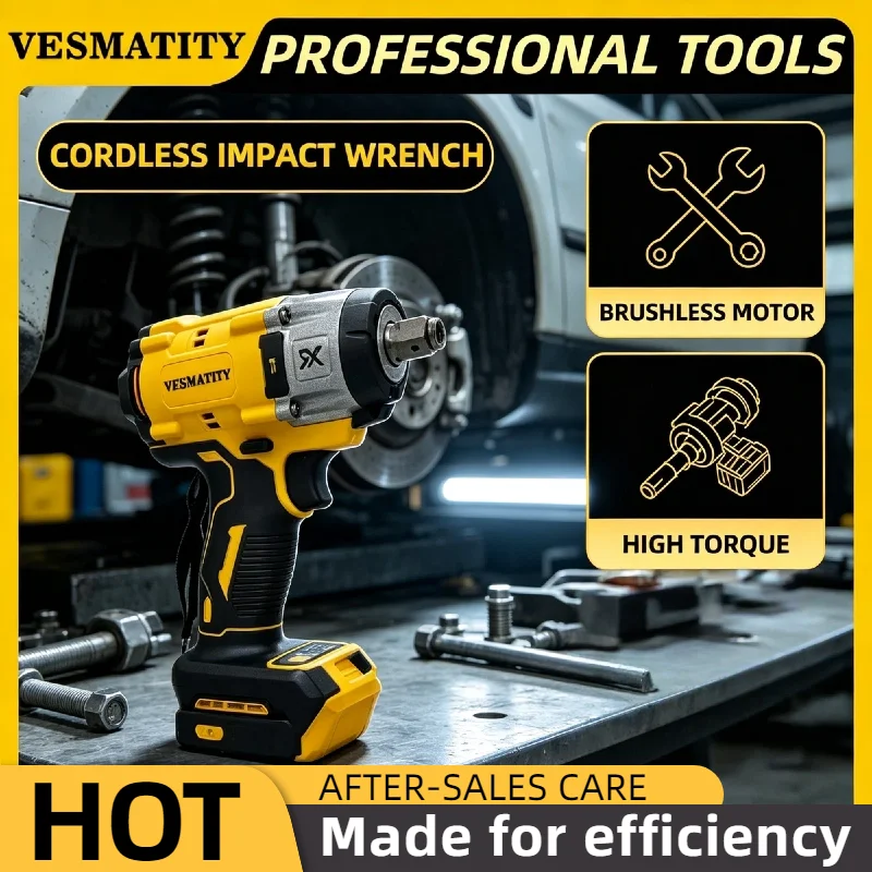 Vesmatity DDBS001 High Torque 20V Cordless Brushless Impact Wrench Compact Tool For Assembly Truck Repair Pro Max Prime