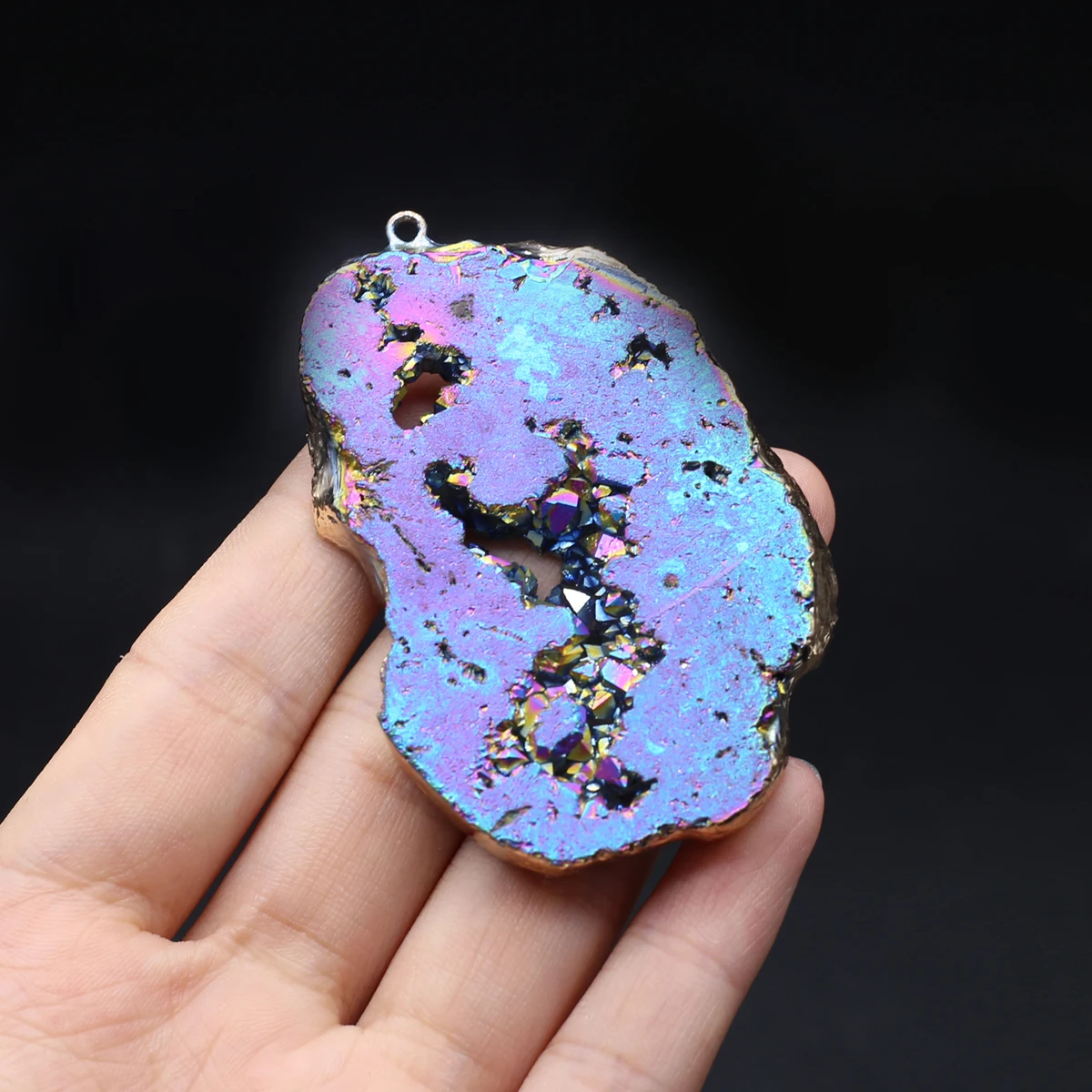 4PCS Natural Semi Precious Stone Embryo Agate Electroplated Color Irregular Shaped Pendant Jewelry Making DIY Accessories