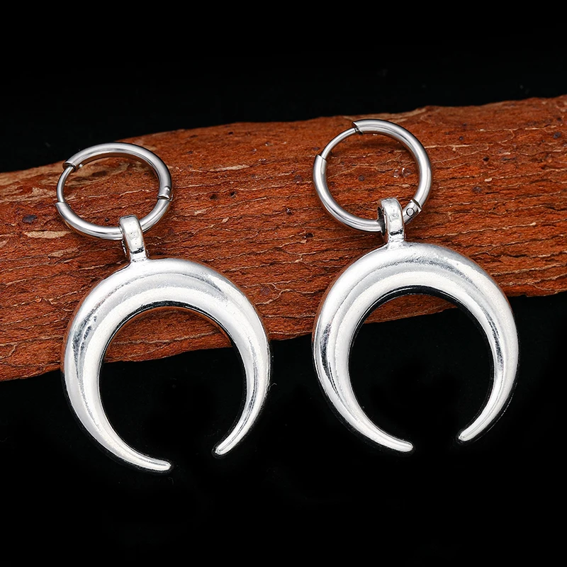 Hip Hop Harajuku Moon Hoop Earrings Vintage Minimalist Metal C Shape Earings for Women Girls Fashion Punk Rock Ear Rings Jewelry