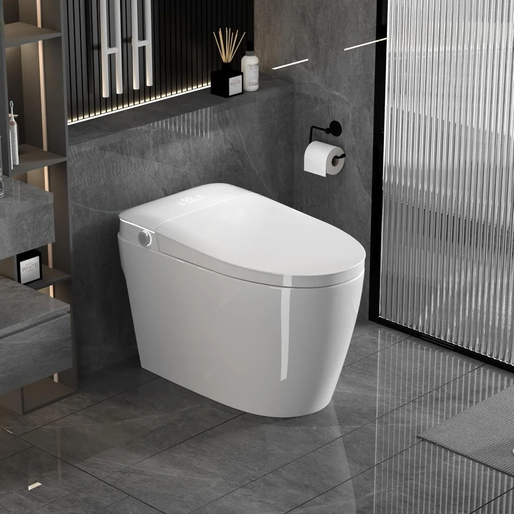 

Smart Toilet with Bidet Built In, Foot Sensor Auto Open/Close & Flush, Siphonic Jet, Heated Seat