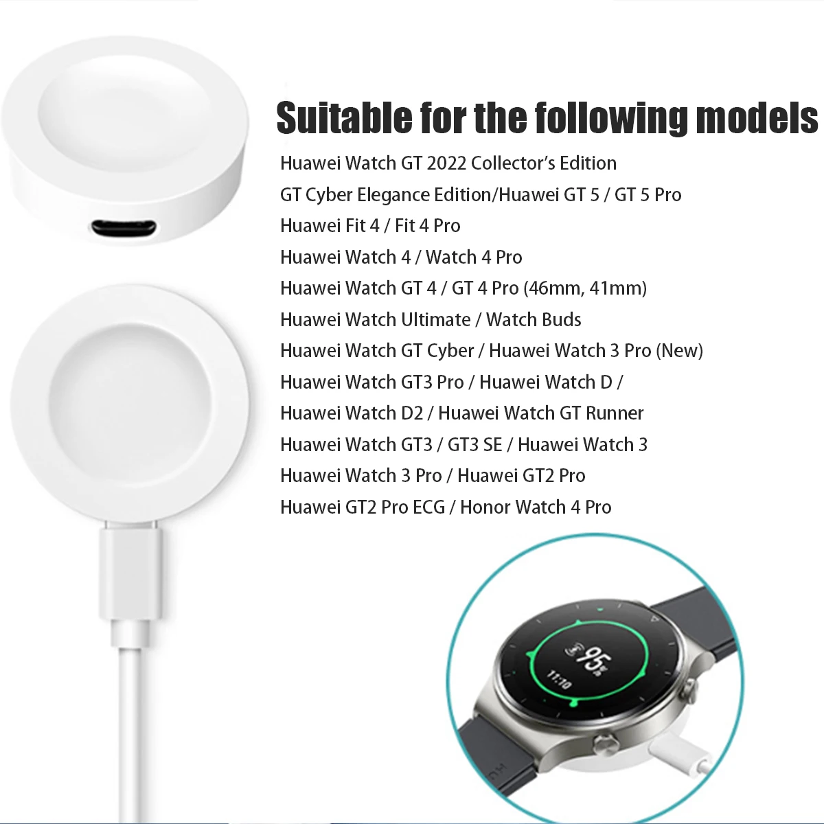 Suitable for Huawei Watch 3 /GT3/GT2 for Honor Watch GS Pro Magic 2 USB Smartwatch Charger Replacement Charging Cable