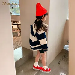 Fashion Baby Girl Boy Cotton Striped Hooded Jacket Zipper Child Hoodie Coat Autumn Spring Baby Outfit Clothes 2-12Y