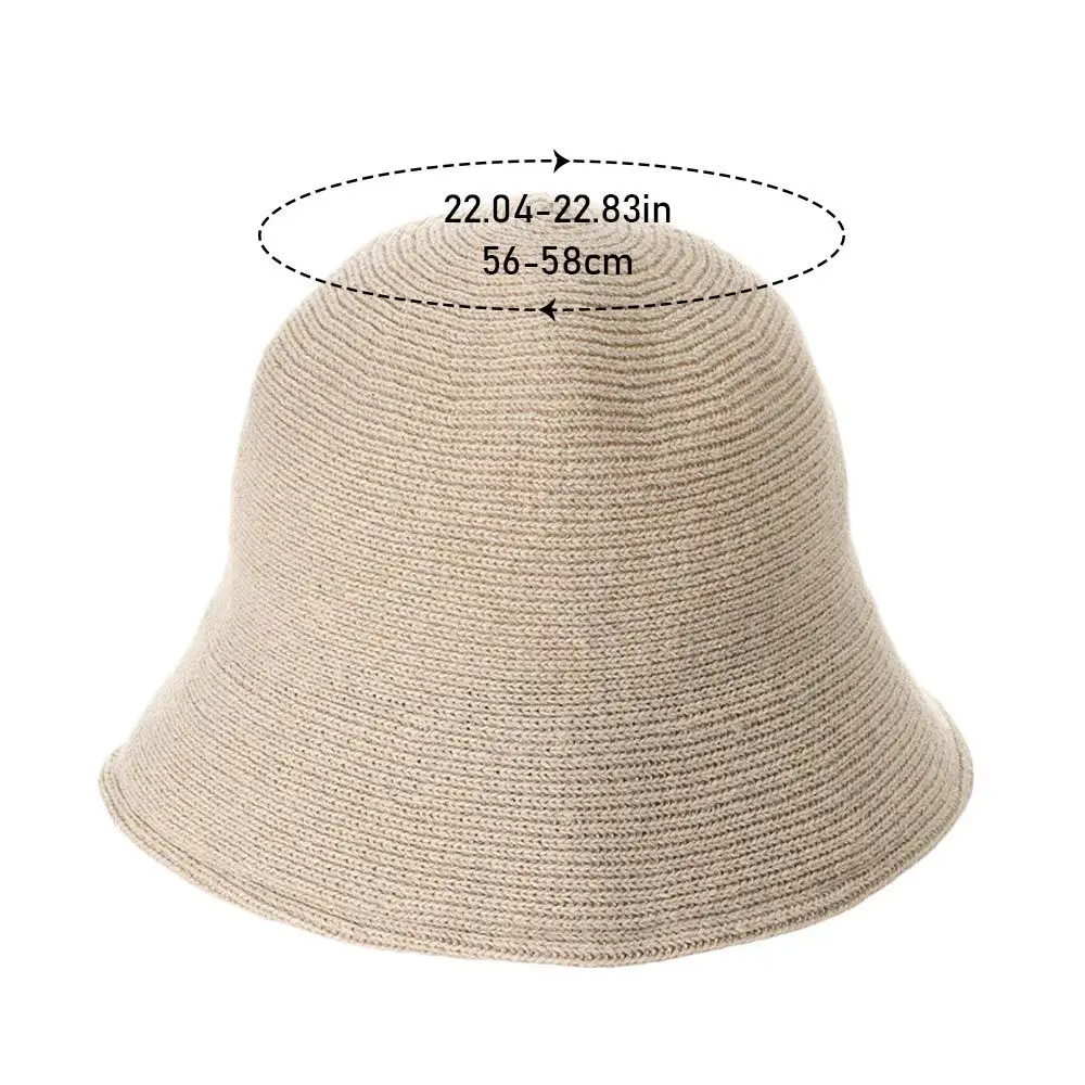 Winter Thermal Bucket Hat Solid Color Warm Wool Fisherman Cap Casual Foldable Panama Hat Women Outdoor Sunscreen Sun Cap Fashion