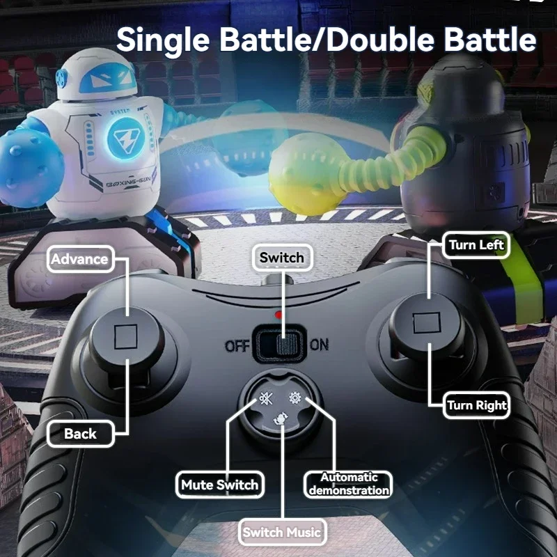 2.4G RC gevechtsrobot - boksvechtrobot met licht en geluid, humanoïde speelgoed met afstandsbediening voor jongens, dubbele controller