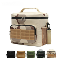 15L Camouflage Oxford Insulated Lunch Bag, Waterproof Leakproof Cooler Tote for Picnic Camping, DIY Magic Patch Area