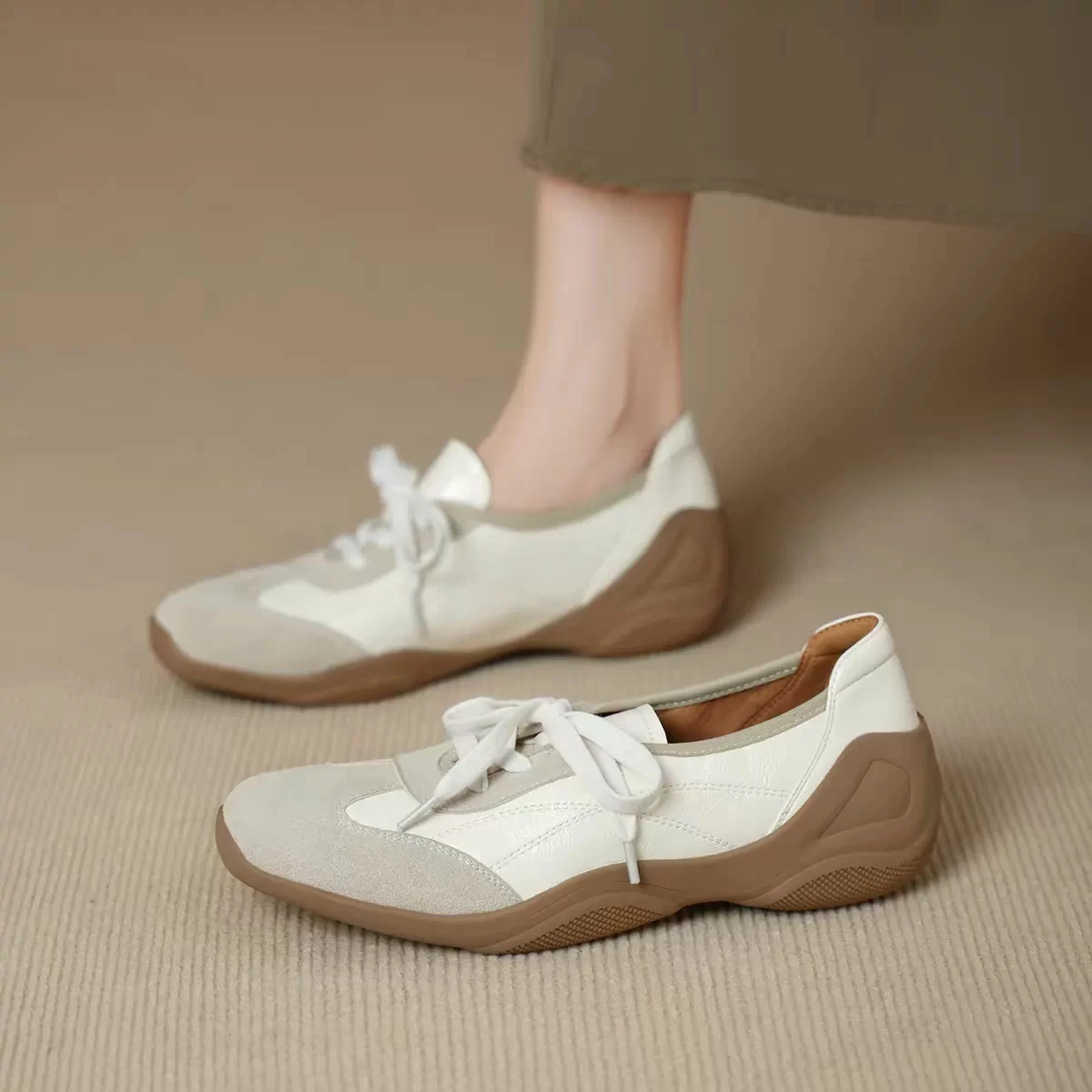 Women's Soft Surface Flat Bottom Single Shoes Casual Slip-On Anti-Slip Rubber Sole Comfortable All-Match Autumn New Style