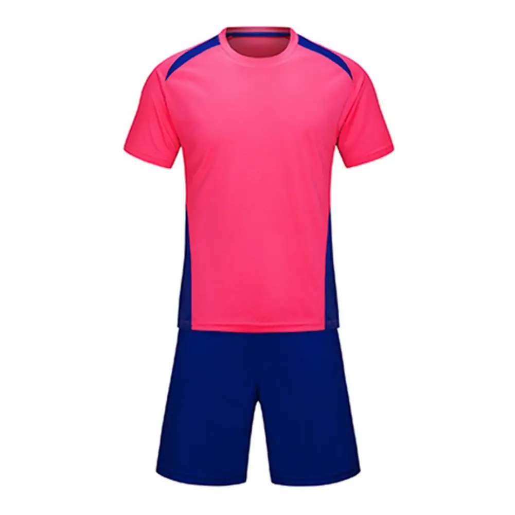 Soccer Set Men Sports T-shirt Shorts Contrast Color Sweat Wicking Sportswear Adult Soccer Jersey Sports Women Soccer Sets