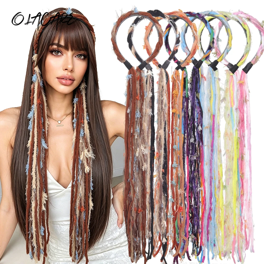 Boho Style Chinese Tibetan Hairband Long Tassel Candy Colored Ethnic Hair Hoop Weaving Colorful Ribbon Braid Hairband Boho Style