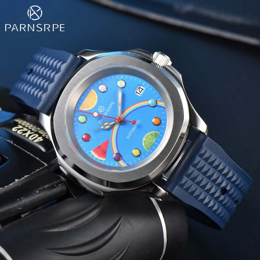 PARNSRPE New Brand Men's Mechanical Watches Fashion Trend Fruit Sterile Dial 316L Stainless Steel Sapphire Case Men's Watches