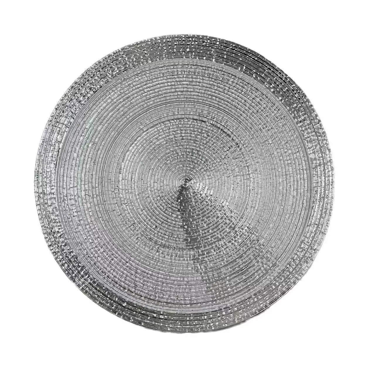 13 Inch Customized Logo Transparent Eco-Friendly Reusable Dining Table Europe Rim Beaded Plastic Wedding Decoration Charger