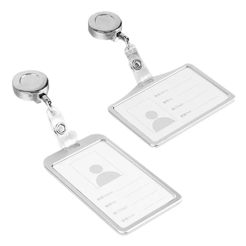 

Aluminum Alloy Work Card Holder Case Pass Nurse ID Tag Badge Holder with ABS Plastic Badge Reel Retractable Staff Badge Sleeve