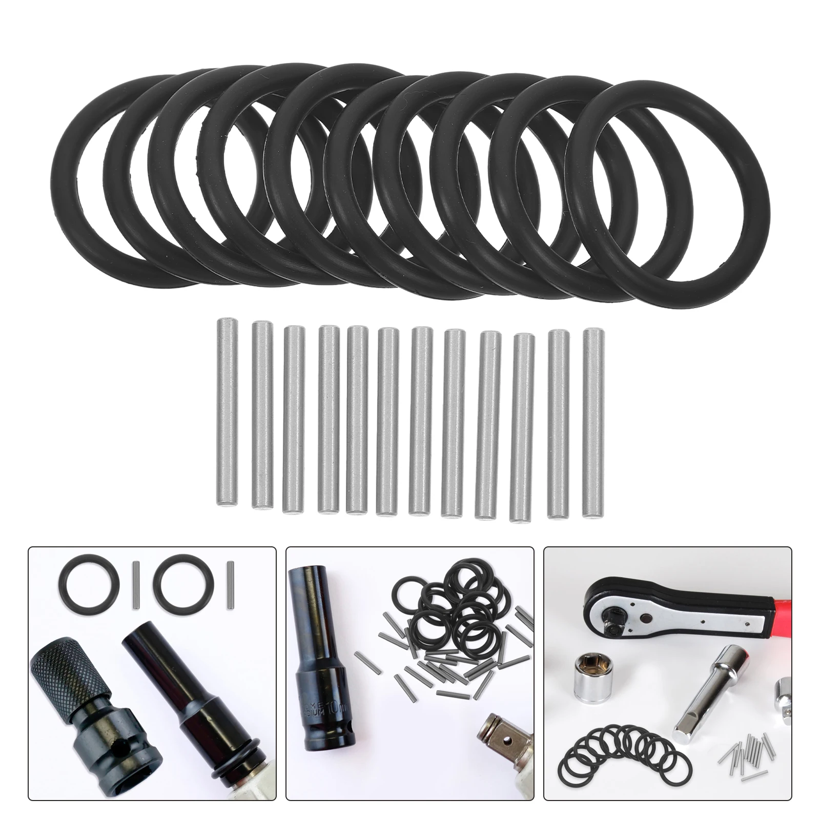 

10 Sets Rubber Impact Wrench Retainer Rings Drill Socket Pin Large Size Compatibility Sealing Performance Mechanical