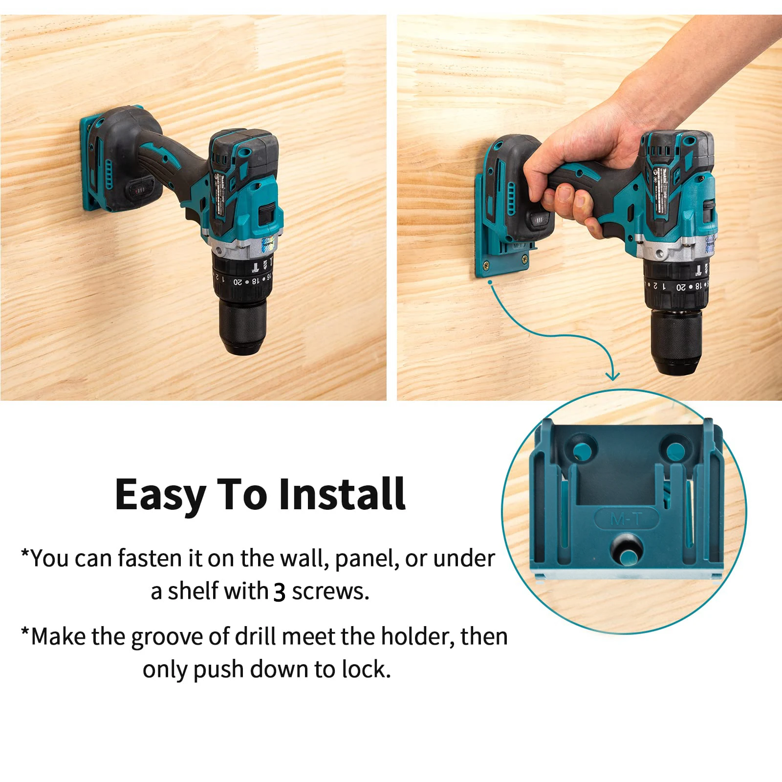 Fit for Makita 18V Li-ion Drill Tools Holder Dock Hanger with 20 Screws(cyan-blue, No Tool) Tools Drill Mount Holder