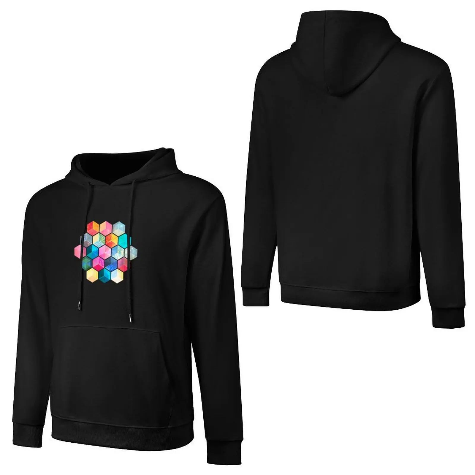 Crystal Bohemian Honeycomb Cubes - colorful hexagon pattern Pullover Hoodie japanese style mens clothing men clothing hoodie man