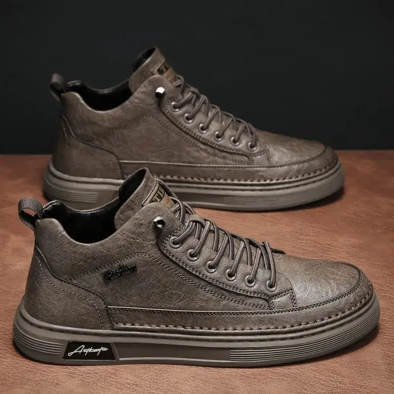 2025 Men's Soft Leather Breathable Sneakers  Waterproof Black Casual Shoes for Spring Trendy & Versatile Outfits Tenis Masculino