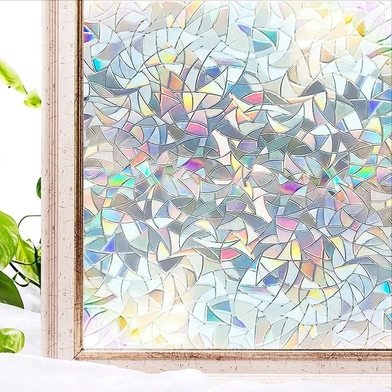 3D Rainbow Window Film Stained Glass Vinyl Self Adhesive Film Home Office Window Privacy Stickers Anti UV Reflective Decoration