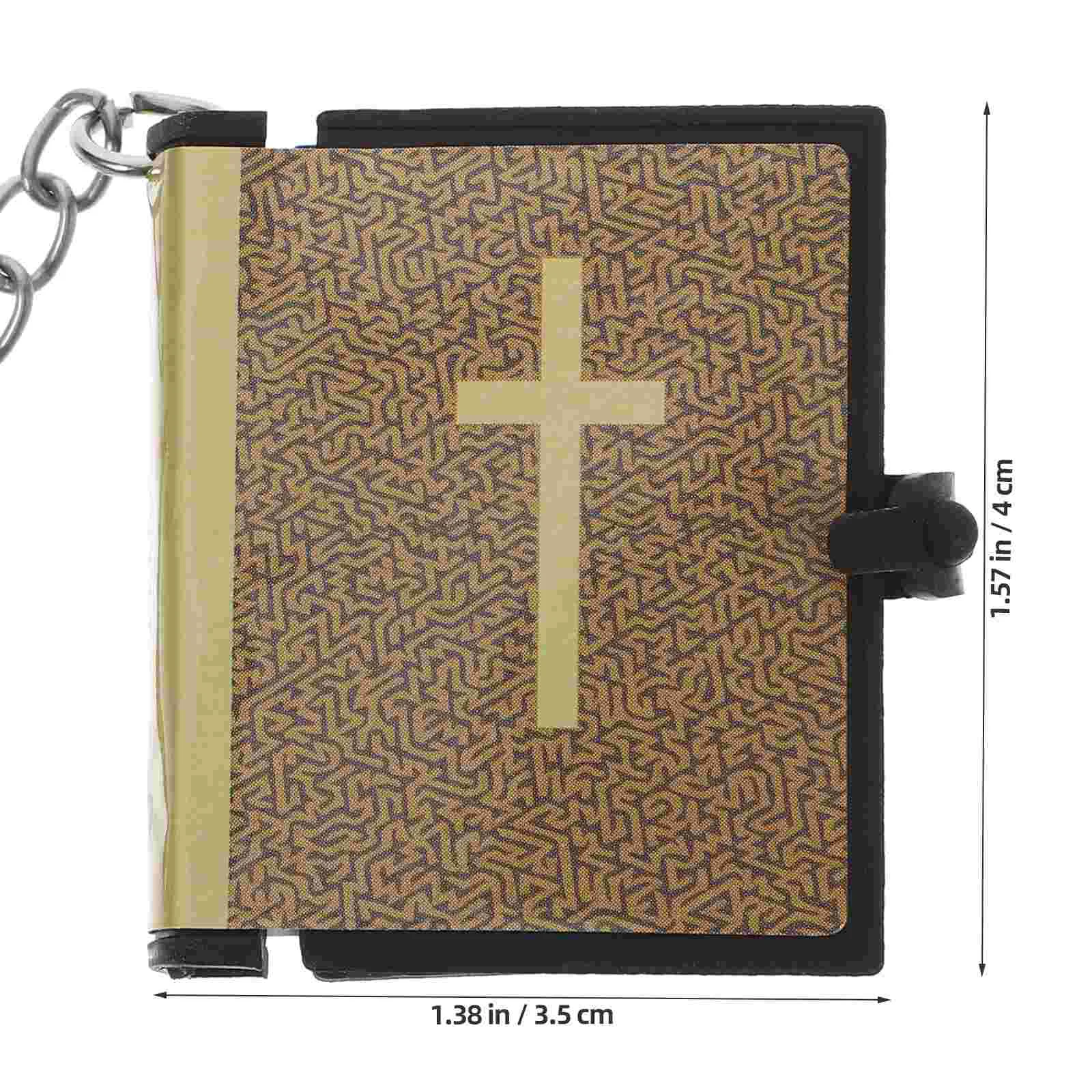 10 Pcs Bible Keychain Birthday Gift Mini Fashion PVC Outer Skin Religious Ring Bag Pendant