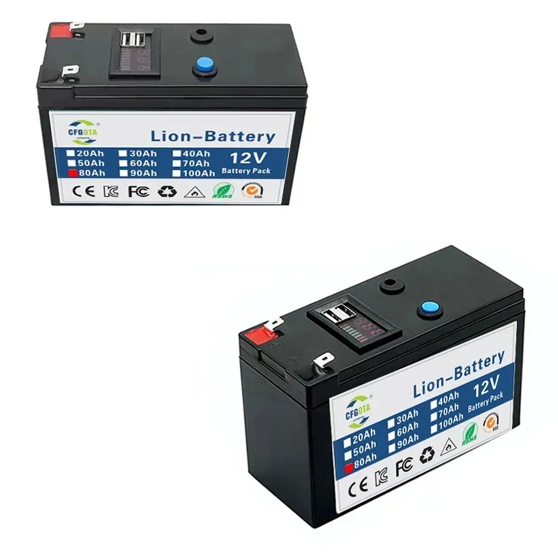 بطارية ليثيوم أيون جديدة قابلة لإعادة الشحن 12 فولت 80 أمبير في الساعة، للقوارب الكهربائية، ضوء LED، عربات الجولف استبدال بطارية ليثيوم أيون 12 فولت #5