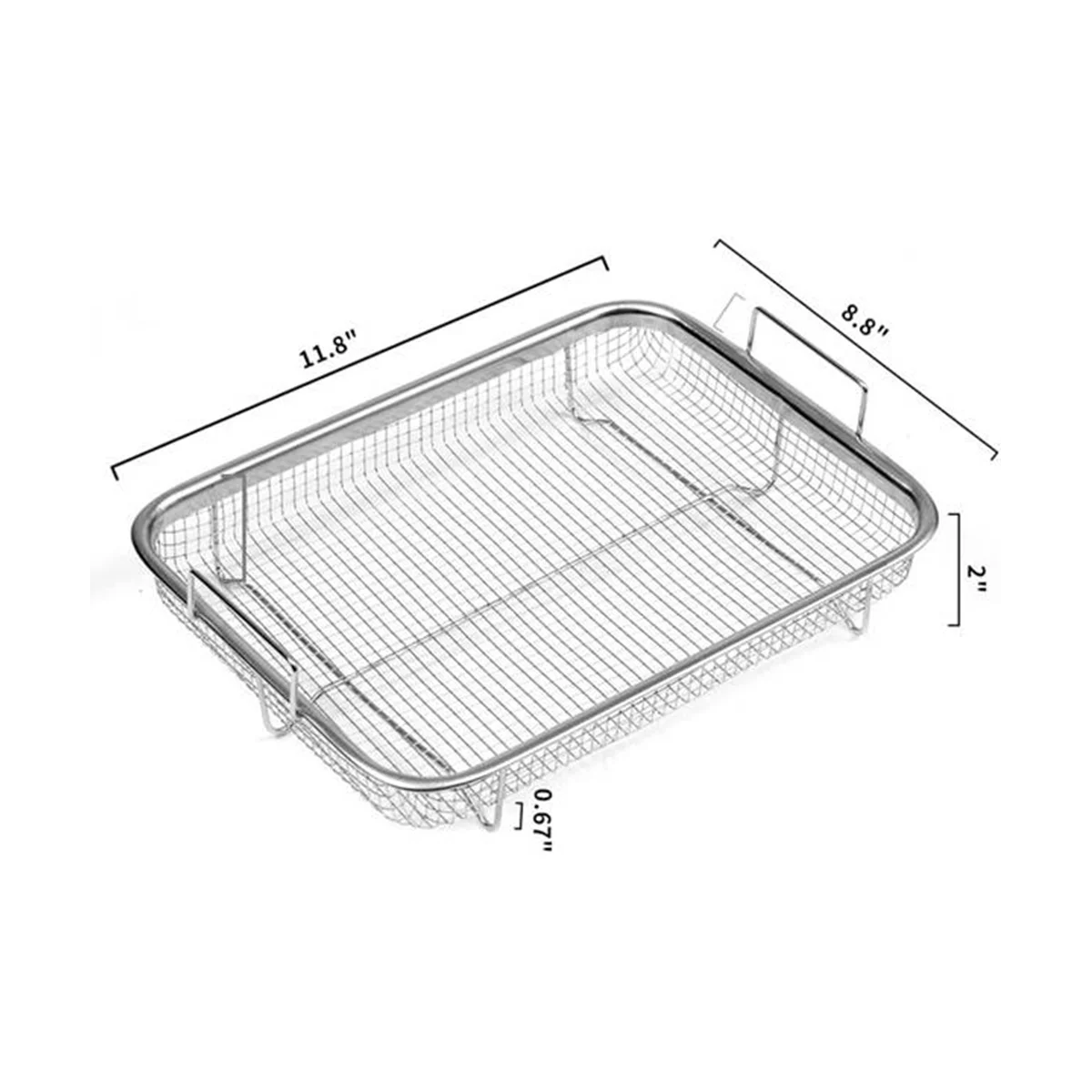 3 Pack Air Fryer Basket for Oven, Stainless Steel Grill Basket Non-Stick Mesh Basket Set, Air Fryer Tray Wire Rack