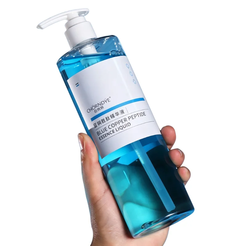 500ml Blue Copper Peptide Essence Liquid Boosting Skin Barrier Firming Serum for Fine Lines Reducing Hyaluronic Acid Face Serum