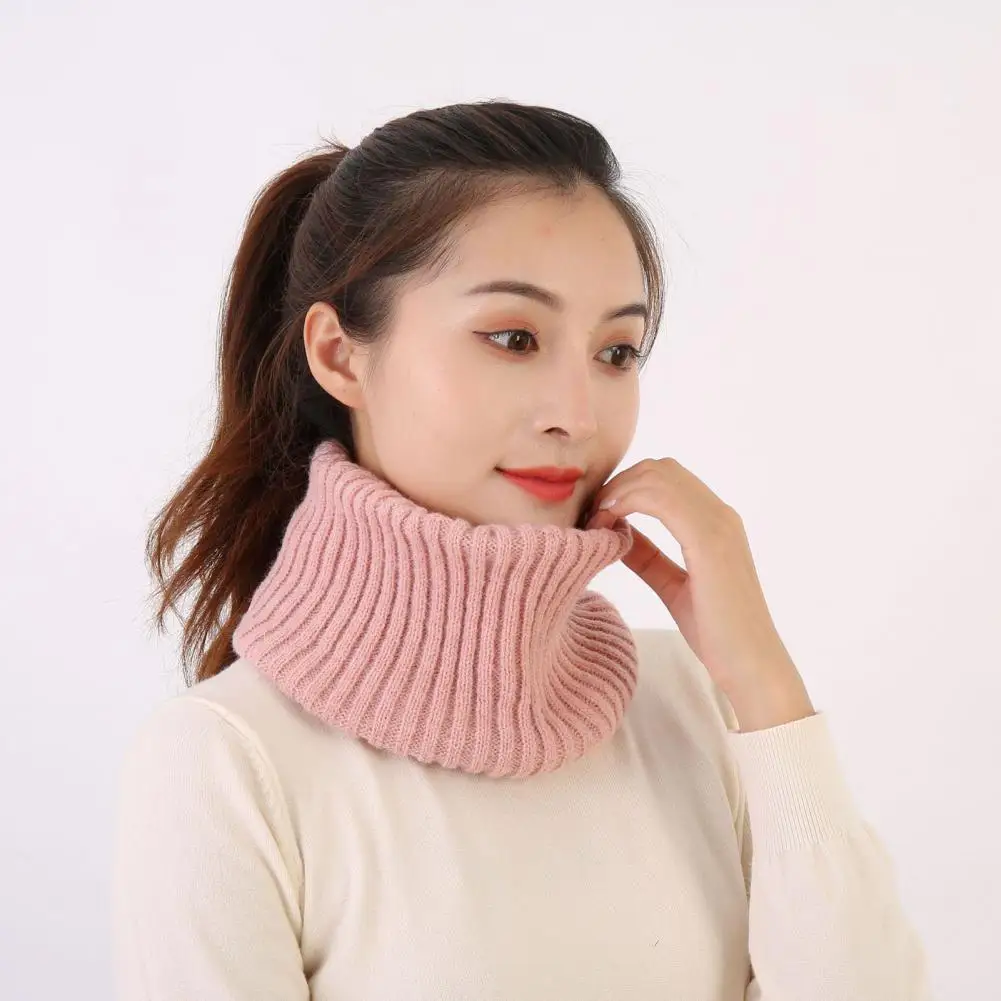 Winter Neck Warmer Cozy Knitted Winter Scarf for Women Soft Warm Solid Color Neck Warmer with Windproof Elastic for Weather