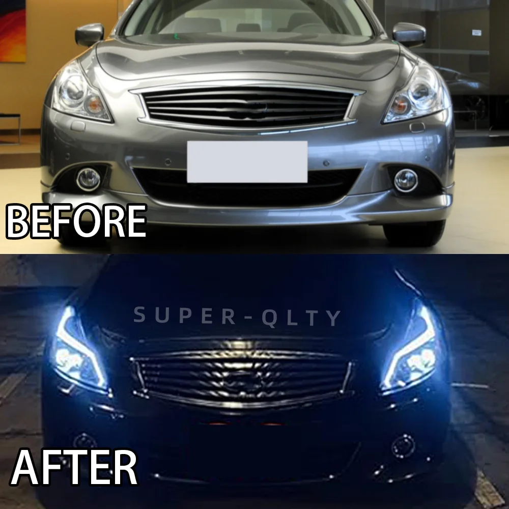 Headlight For Infiniti G25 G37 G35 Q40 2003-2015 Headlights 2 PCS LED DRL Turn Signal High Beam Angel Eye Projector Lens