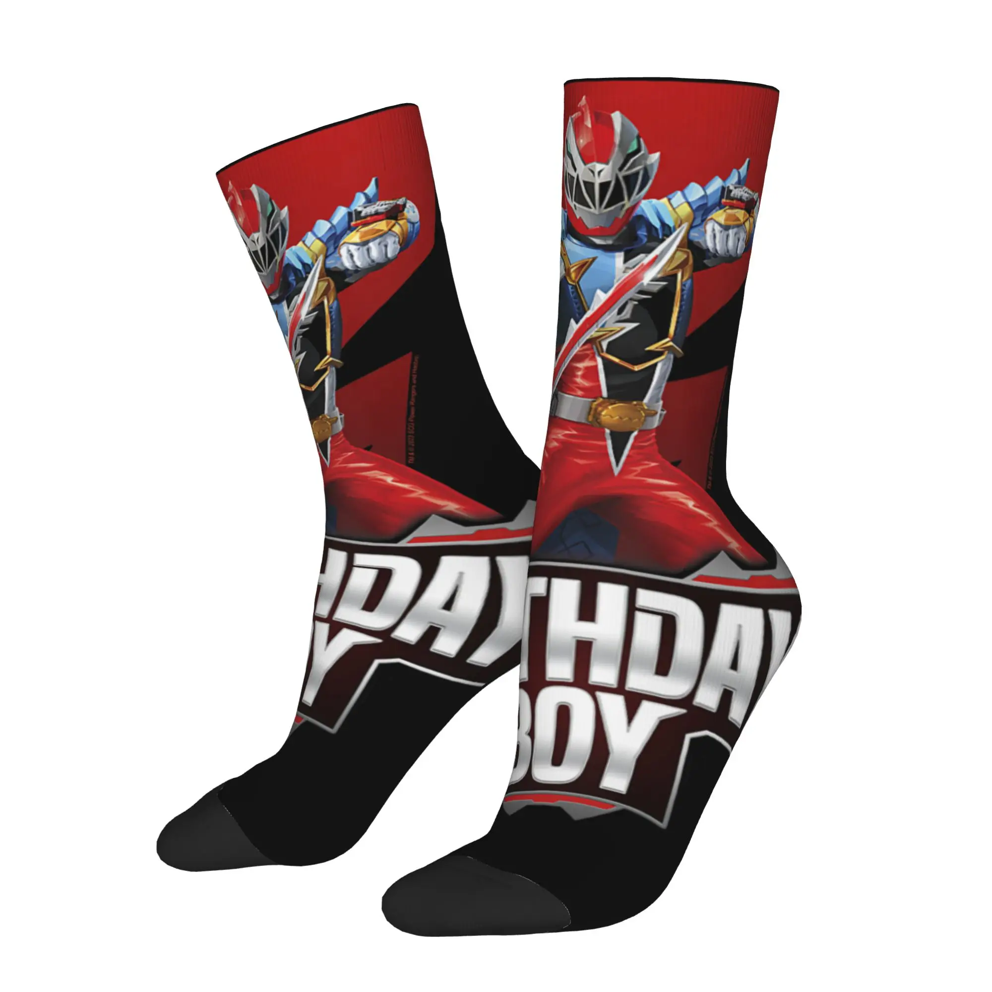 Socks Retro Power Rangers Birthday Boy Dino Fury Red Ranger Epic Pose Crazy Men's compression Socks Unisex Funny Sock