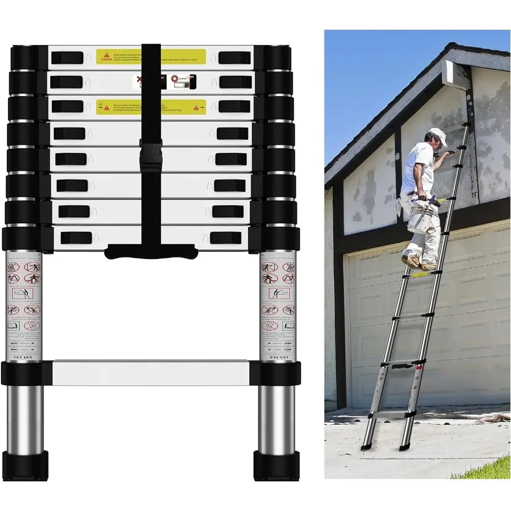 

Telescoping Ladder,12.5 FT Aluminum Extension Ladder, Folding Compact Portable Anti-Slip Ladder for Attic, RV, Loft, Roof