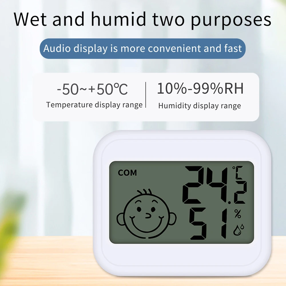 Mini Smile Indoor and Outdoor Weather Station LCD Electronic Digital Air Humidity Meter and Temperature Smart Home