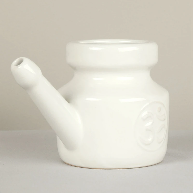 3X 350Ml Ceramica Neti Pot Pentola per la pulizia del naso Durevole a tenuta stagna Pentola per il risciacquo nasale Lavaggio del naso Uomo Donna, Bianco