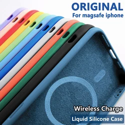 Magnetic Liquid Silicone Cover For Magsafe Case Iphone 14 13 12 Mini 11 Pro Max 7 8 Plus Se 2020 Xr Xs X Camera Precision Hole